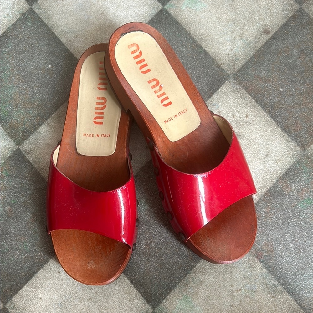 Miu Miu Women's Red Slide Sandals